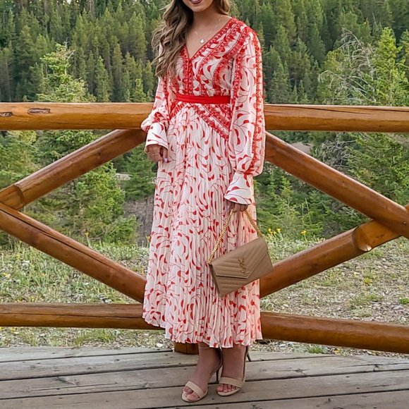 Self-Portrait Crescent Printed Chiffon Midi Dress UK 4/US00 - Picture 3 of 3